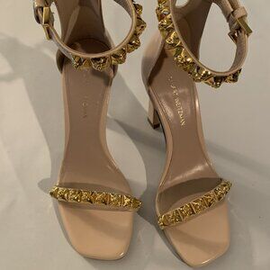 Stuart Weitzman High heel nude blush gold stud accents womens shoes